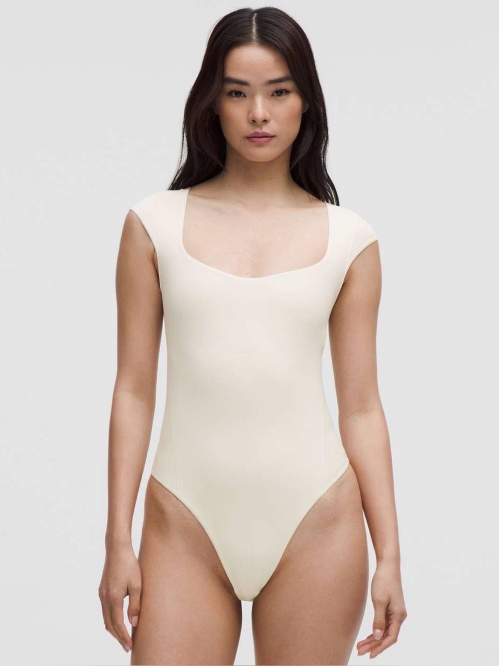Lululemon Wundermost Ultra-Soft Nulu Sweetheart Cap-Sleeve Thong Bodysuit Ivory